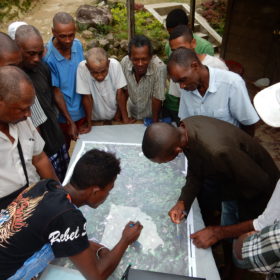 Participatory mapping in one of the case study sites (Madagascar). Julie Zähringer, 2016