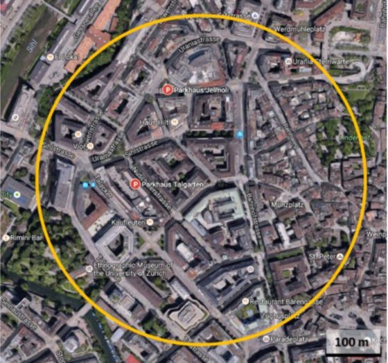 Impacts of the urban parking system on cruising traffic and policy development: The case of Zurich downtown area, Switzerland. The study area in the city of Zurich. Kopie