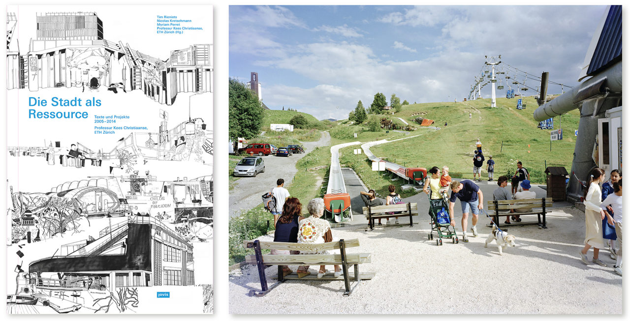 Bild rechts: Playgrounds – Marc Latzel. Bild links: Publikation Tim Rieniets / Nicolas Kretschmann / Myriam Perret, Professur Kees Christiaanse, ETH Zürich (Hg.): Die Stadt als Ressource. Texte und Projekte 2005–2014. Berlin: Jovis: 2014.