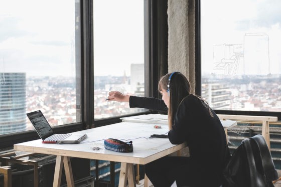 Meanwhile use of the World Trade Center in Brussels: architecture school on the 23rd floor (picture by Alexis Gicart)