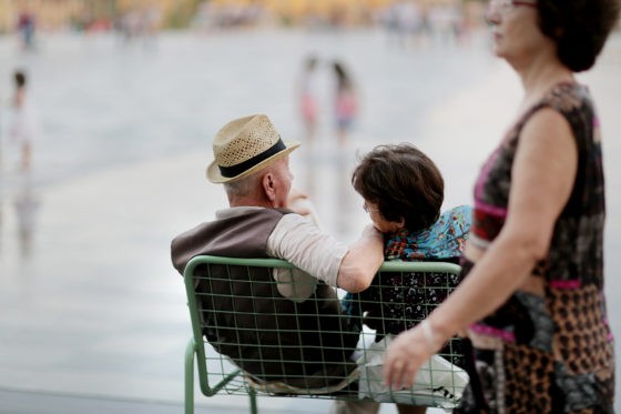 The Skanderbeg Square in Tirana: freely available around the square are the Tirana love seats, too big for one person and rather tight for two (picture by Blerta Kambo)