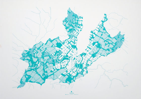 1935–1936 Richtplan des Grossraums Genf, Maurice Braillard. Die Stadt im Territorium Verankern. Interpretative Zeichnung der Studierenden Anna Moroni