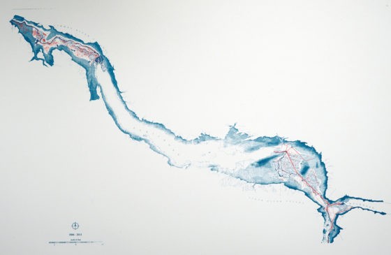 1806-2013 Linth und Limmat. Eine Geschichte von Landschaftsformen. Interpretative Zeichnung der Studierenden Andrew Suiter & Wenjie Zheng