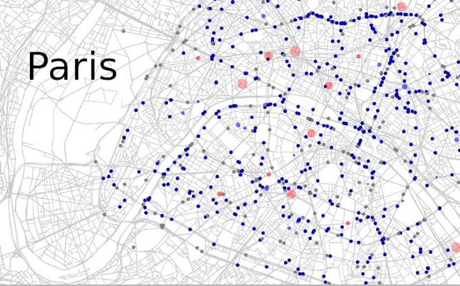 Visualisation of eqasim generated MATsim agents in action in the centre of Paris/Zurich. © Sebastian Hörl (Matsim 2019)