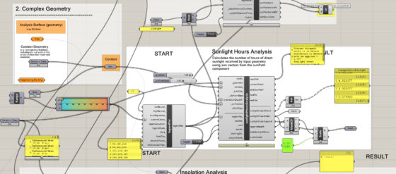 Snapshot of the soar analysis tool set up in grasshopper using ladybug components © ETH Systemic Design Lab 2019 students