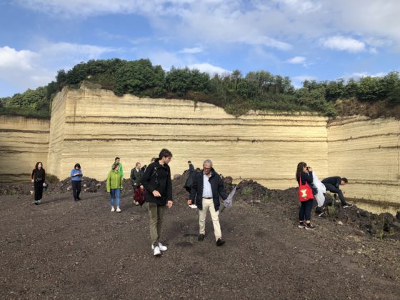 Field trip autumn 2019: Naples. Visit of a former turfstone quarry in West Naples. © Amalia Bonsack, chair Günther Vogt, ETH Zurich