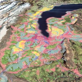 Territories of potentials for Geneva region in 2050: bi-national metropolis (pink); global-local territories (dark magenta); post-fossil infrastructures (purple); metropolitan countryside (yellow); agri-landscape rooms (green); vital streams and canopies (blue); mountain parks (brown). © Team Grand Genève et son sol: ETH Zürich Architecture of Territory Prof. Milica Topalović, Uni.Lu FHSE Prof. Florian Hertweck, and Raumbureau Rolf Jenni. Cartography: Karoline Kostka and Nikos Katsikis. Illustration Karoline Kostka and Muriz Djurdjevic.