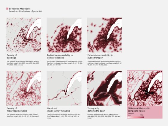 Constructing the figure of the bi-national metropolis based on 6 indicators of potential. © Team Grand Genève et son sol. Cartography: Karoline Kostka and Nikos Katsikis.