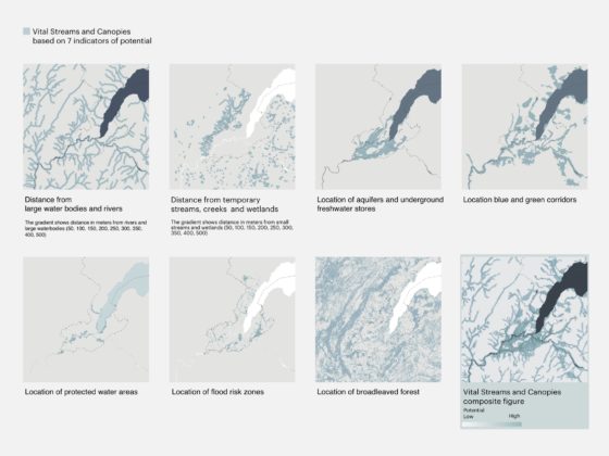 Constructing the figure of vital streams and canopies based on 7 indicators of potential. © Team Grand Genève et son sol. Cartography: Karoline Kostka and Nikos Katsikis.