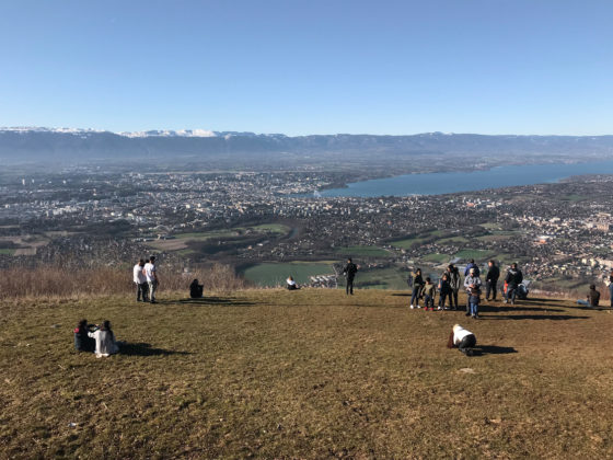 With students on the top of the Salève, overlooking the cuvette genevoise. © ETH Zürich Architecture of Territory, studio Geneva Unbuilt – Gardening City and Land, 2019. Photograph: Ferdinand Pappenheim.