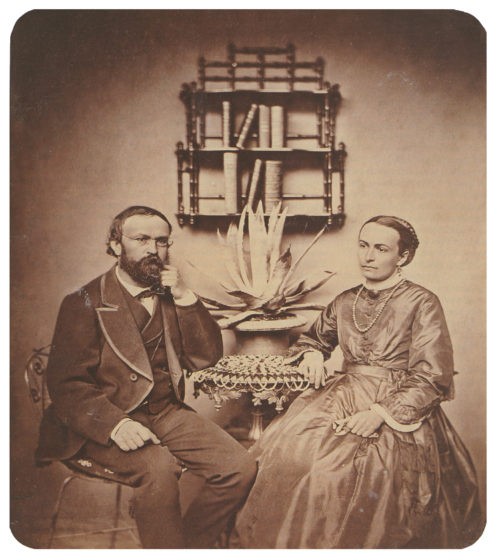 Johanna und Agostino Garbald in Castasegna / Kalotypie 1861 @ Staatsarchiv Chur, Fondazione Garbald