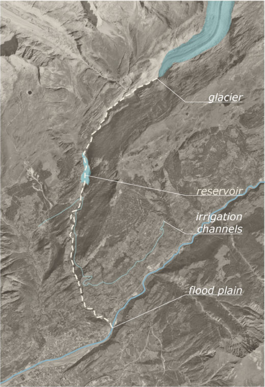 Water landscapes between Aletsch Glacier and Rhone River