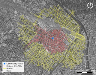 Comfortable reachable streets, sensitivity on relative humidity: CC Bäckeranlage, basemap: (29) © IVT, ETH Zürich