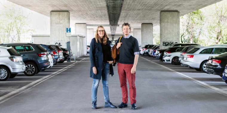 Sibylle Wälty and Freek Persyn under the Europa Bridge. (Photograph: Marcel Rickli)