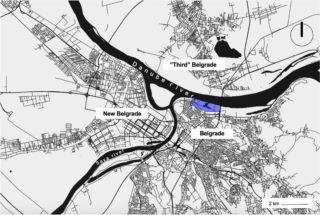 The position of the City on the Water project within the Belgrade city pattern. © Ana Peric, ETH Zürich.