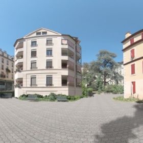 Urban environment as shown in the virtual reality experiment while measuring emotional responses using physiological measurements (electrodermal activity). © PLUS, ETH Zürich