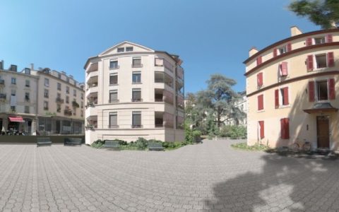 Urban environment as shown in the virtual reality experiment while measuring emotional responses using physiological measurements (electrodermal activity). © PLUS, ETH Zürich