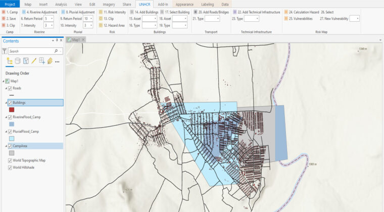 Flood Risk Mitigation Strategy GIS Tool in ArcGIS, Source: Authors