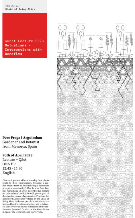 Poster of the event "Mutualisms – Interactions with Benefits", chair of Teresa Gali-Izard