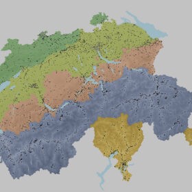 Spatial distribution of the raster cells with authorized forest clearances between 2001 and 2017 (binary response variable clear), represented in black. © PLUS, ETH Zürich