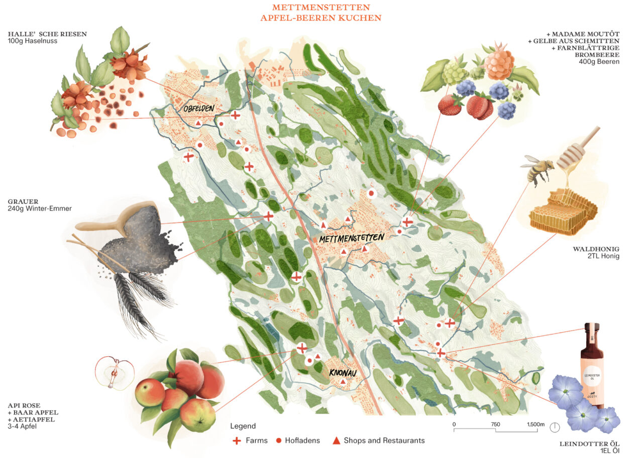 A Mettmenstetten recipe: Incorporating old and rare varieties cultivated on local grounds. Image from Tasting Grounds, a project by Xiang Lin, Nabila Larasati Pranoto, Maria Jose Castañeda Valbuena, and Emma Kaufmann LaDuc © ETH Zürich