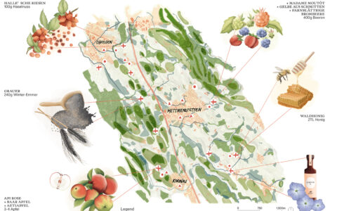 A Mettmenstetten recipe: Incorporating old and rare varieties cultivated on local grounds. Image from Tasting Grounds, a project by Xiang Lin, Nabila Larasati Pranoto, Maria Jose Castañeda Valbuena, and Emma Kaufmann LaDuc © ETH Zürich