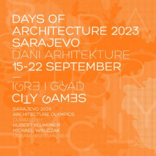 Poster with title an date of the event days of architecture 2023 Sarajevo